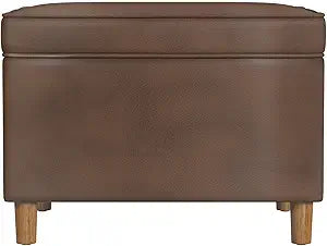 Spatial Order Home Decor | Dinah Collection Modern Storage Ottoman | Ottoman with Storage for Living Room & Bedroom(Brown Faux Leather)
