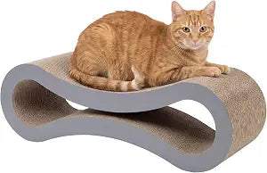 Kitty City Corrugate Cat Scratcher Lounger with Catnip - Cardboard Cat Scratcher Bed, Horizontal Kitty Couch Scratch Pad, Durable Play for Indoor Cats & Kittens - Gray, 34" x 10.5"