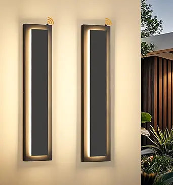 tewei 23.6'' Dusk to Dawn Outdoor Wall Lights, Modern Black LED Outdoor Wall Sconce, Large Long Exterior Lighting Fixtures Outside Porch Lights for House, Garage, Warm White 3000K, 2 Pack
