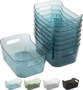 Tiawudi 8 Pack Plastic Storage Bins, Clear Pantry Organizers and Storage Containers, Multi-Use Organizer Bins for Kitchen, Bathroom, Office, Shelf, Fridge, Home Edit and Cabinet Organizers