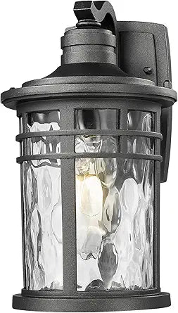 Darkaway Outdoor Porch Lights Wall Mount, Outside Light Fixtures Sconces Wall Lighting with Water Ripple Glass Waterproof Exterior Lights for Patio Yard House Hallway Doorway Garage