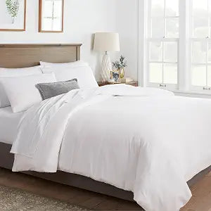 Mayfair Linen 100% Egyptian Cotton Duvet Cover Full/Queen Size - Luxury 800 Series Tranquil Collection Cotton Duvet Cover (White), Soft, Cooling Sateen Weave Comforter Covers with Zipper Closure