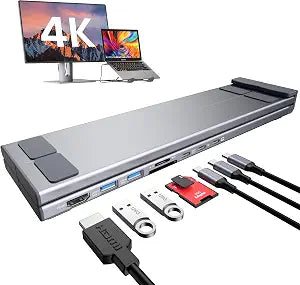 Mukiya USB C Laptop Docking Station Stand, 8 in 1 Hub 4K HDMI, Dock Stand