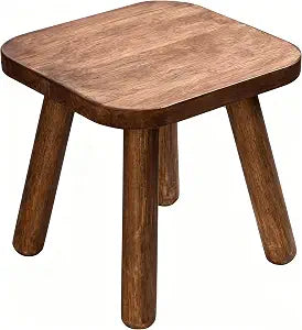 Wooden Step Stool for Adults 9.3 Inch Small Round Stool with 4 Detachable Legs Multipurpose Plant Stand Shoe Changing Stool for Kitchen Bathroom Bedroom
