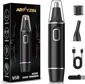 AREYZIN Nose Hair Trimmer for Men,Rechargeable Ear and Nose Trimmer,2026 Professional 2 in 1 Painless Eyebrow & Facial Hair Trimmer with IPX7 Waterproof Dual Edge Blades (Black)