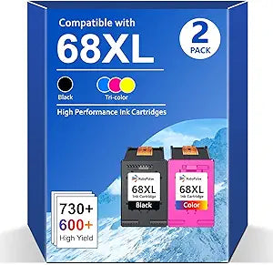 68XL 68e 1330 high pages for 1 Black and 1 Tri-Color ink cartridge for envy 6155e 6555e Remanufactured HP68 68XL Compatible for HP Envy 6100e 6500e Series 6155e 6555e 6152e 6165e 6558e 6552e