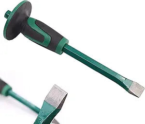Rock Chisel with Protective Hand Grip Guard for Masonry, 1"x12"