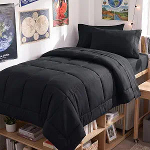 CozyLux Twin XL Comforter Set Black - 5 Pieces Twin XL Bed in a Bag
