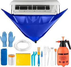 Large Size Mini Split Cleaning Kit, 14 Pcs Mini Split Cleaning Bag with 2L High Pressure Sprayer, Professional Ac Cleaning Kit Fit for Systems Lengths from 38" to 48"