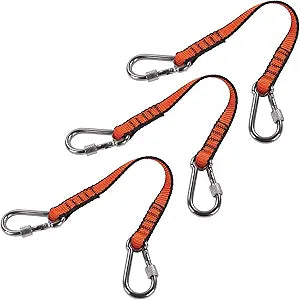 Ergodyne Squids 3154 Nylon Web Tool Tether, 12 inch Short Lanyard - Dual Screw-Gate Carabiner Attachment Ends, 5 lbs