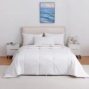Lightweight Goose Down Fiber Comforter King Size, Cooling Summer Duvet Insert for Hot Sleepers, Soft Fluffy Hotel Luxury Bedding, Breathable 100% Cotton Cover, White, 106x90 Inches