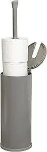 Zenna Home Easy Access Brushed Nickel Toilet Paper Holder, Rustproof, Holds 3 Rolls, Toilet Paper Storage with Lid and Easy Grip Handle, Bath Tissue Holder with Lid, Brushed Nickel