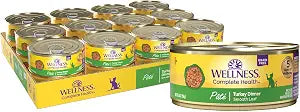 Wellness Complete Health Pate Adult Canned Wet Cat Food, Natural, Protein Rich, Grain Free, Turkey Dinner Recipe, 5.5 oz, Pack of 24 Cans