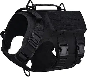 AIWAI Tactical Dog Harness with Handle for Large Dogs,2X Metal Buckle, Dog MOLLE Vest with Pockets,No Pull Adjustable Pet Harness, Easy Control Dog Vest Harness for Working Training (Black, XL)