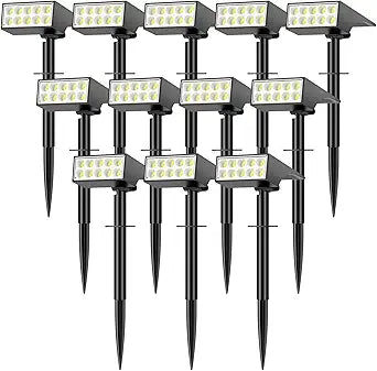 WENATY 12Pack Solar Spot Lights Outdoor, Solar Lights Outdoor Waterproof with 4 Light Mode 2-in-1 Landscape Spotlights Solar Powered Yard Garden Outside Flood Light for House Pathway Tree (Cool White)