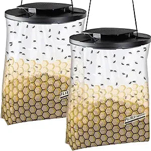 Flies Be Gone Fly Trap - Disposable Protein-Powered Attractant Fly Catcher - Natural Bait Trap for Patios, Ranches, Outdoor Environments - Easy to Use Outdoor, Keeps Flies from Coming Indoors