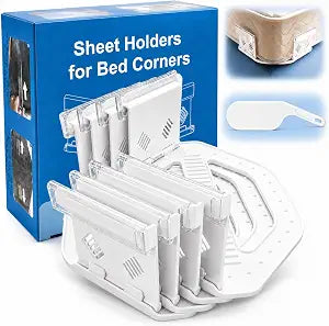 Bed Sheet Holders for Corners, 4PCS Sheet Locks with Tucker Tool