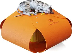 Cat Tunnel, Cat Cave for Indoor Cats Bed,Scratch Resistant Cat Toys for Medium Large Cats Hide and Seek Toy (Amber Orange)