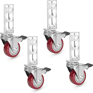 Iron Forge Tools Rolling Storage Rack Caster Wheels Heavy Duty - Set of 4 Locking Castor 3 Inch 530 lb Capacity for Boltless Self Locking Shelving Racks, Nylon and Steel Ball Bearing Wheels