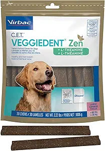Virbac C.E.T. VEGGIEDENT Zen Tartar Control Chews for Dogs - Multifunctional to Support Mental Well-Being, VOHC Approved - Large Dogs Over 66lbs