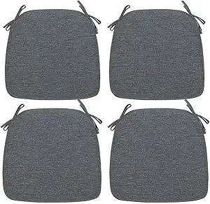 Magpie Fabrics Outdoor/Indoor 17"x16"x2" Chair Cushions with Ties Set of 4, Waterproof All Weather U-Shape Seat Pads Decoration for Patio Garden Furniture Home Office (Heather Grey)
