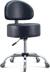 Ergonomic Drafting Stool with Backrest, 400LB Heavy Duty Hydraulic Stool, 19-25 Inch Adjustable Height Rolling Stool Chair with Lumbar Support for Standing Desk, Salon, Tattoo, Kitchen, Home Office