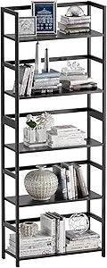5-Tier Bamboo Wood Ladder Bookshelf, Tall Display Storage Shelf, Large Bookcase Modern Industrial Stand Organizer for Home, Office, Living Room, Kitchen, Bedroom, Black