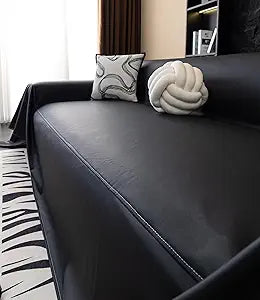 vctops Waterproof Thick PU Leather Sofa Covers for Sectional Sofa Luxury Couch Cover for Dogs Loveseat Covers Futon Cover L Shaped Cover Wipeable Couch Protector (Black,71"x110")