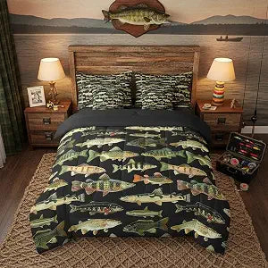 Feelyou Fishing Comforter Set with Sheets 7 Piece Twin Size