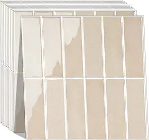 Peel and Stick TileNew Upgrade Thicker Design Self Adhesive 12" x 12" Large Premium Peel and Stick Backsplash for Kitchen (Beige).