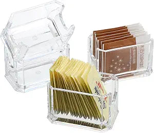 ELLDOO Set of 4 Sugar Packet Holder, Acrylic Sugar Bowl for Restaurant