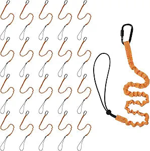 20 Pack Safety Tether Tool Lanyard with Screw Lock Carabiner, Standard Length Safety Tool Leash Adjustable Fall Protection Tether for Construction, Maximum Weight Limit 9KG/19.8LBS (Orange)
