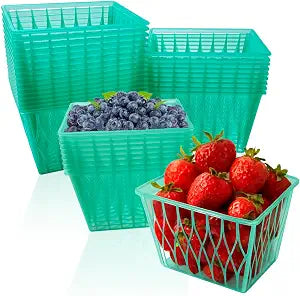 20 Pack Plastic Berry Baskets Strawberry Basket 4-Inch Berry Picking Basket Farmer Market Produce Baskets Fruit Vegetable Storage Containers