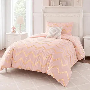Codi Twin Comforter Set for Teen Girls, Blush Bedding Set for Dorm, Blush