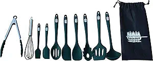 Mr. Outdoors Cookout Model # MOCU10 10 pc. Green Silicone Coated Utensil Set with Carry Bag