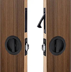 Dontay Pocket Door Passage Lock,Large Lever,No Key,Flush Mount,Hardware for 2 1/8'' Round Bore Hole,Privacy (Bed/Bath) 2 3/8'' Latch for 1 1/4" to 2 3/16" Thickness Doors,Round