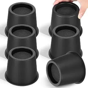6 Pack Round Bed Risers 4 Inch Heavy Duty, Black Bed Lifts Risers Support up to 3300 Lbs Furniture Risers for Bed Desk Table Sofa Couch