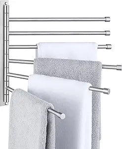 KES Swing Out Towel Bar, 6-Bar Folding Arm Swivel Hanger Bathroom Storage Organizer Wall Mount Rustproof 13 Inch SUS 304 Stainless Steel Brushed Finish, A2102S6-2