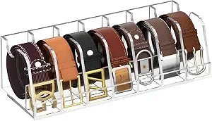 NIUBEE Belt Organizer for Closet,Acrylic Belt Holder Rack for Drawer,7 Grid