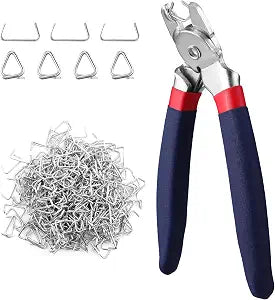 WORKPRO Bent Hog Ring Pliers with 500 Pcs 3/4" Hog Rings