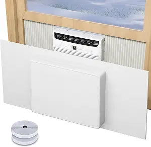 Forestchill Surround Insulation Cover for Window AC Unit Up to 20"W x 13.5"H, Indoor Air Conditioner Cover Seal All Gaps & Block Draft Around AC Units & Side Panels, Fit Windows Up to 41" Wide, White