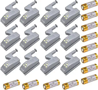 LiXiongBao 12 Pack Hinge LED Sensor Light -Smart Touch Induction Cabinet Light for Kitchen Cabinet Cupboard Closet Night Lights, Living Room/Bedroom/Wardrobe Night Lights(Cool White)