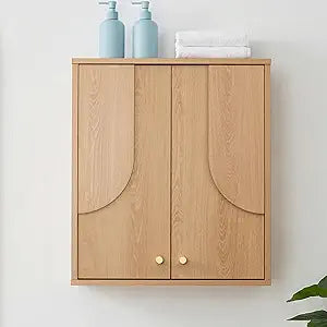 VANIRROR Arched Wood Medicine Cabinet with Soft Close - Premium 25 Lbs Japandi Wall Cabinet - French Cleat Over The Toilet Organizer for Bathroom, Coffee Bar & Entryway