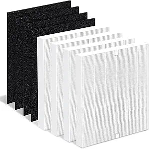 AP-1512HH Replacement Filter Compatible with Coway Airmega Filter Replacement AP-1512HH and 200M, AP-1512HH-FP, AP-1518R, AP-1519P, 4 High Efficiency Filter and 4 Carbon Pre-Filters