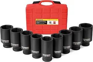 DAYUAN 9 Pcs Axle Nut Hub Impact 1/2" Drive Deep Impact Socket Set