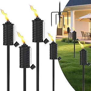 4 Pcs Citronella Torches For Outside,16oz 60" Outdoor Metal Garden Torches With 5-Prong Grounded Stake for Backyard Patio Pathway