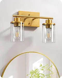 EDISHINE 2-Light Gold Vanity Lights Over Mirror, Modern Wall Sconces, E26
