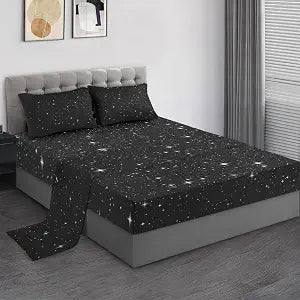 Pamnest Full Bed Sheet Set, 4 Pieces Space Starry Bedding with Flat