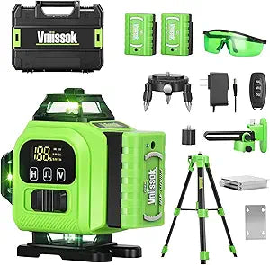 16 Line Laser Level 360 Self Leveling, 4x360Professional 4D Green Cross Line laser Level with 2 Batteries,for Construction and Picture Hanging, Horizontal Line leveler Tool (Green)