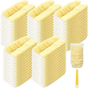 Domensi 200 Count 360 Heavy Duty Duster Refills Bulk Multisurface Larger Size Dusters with Microfiber Disposable Dusters for Cleaning Blinds Ceiling Fans Furniture Electronics (Yellow)